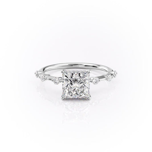 2.08 CT Princess Solitaire Dainty Style Moissanite Engagement Ring 10