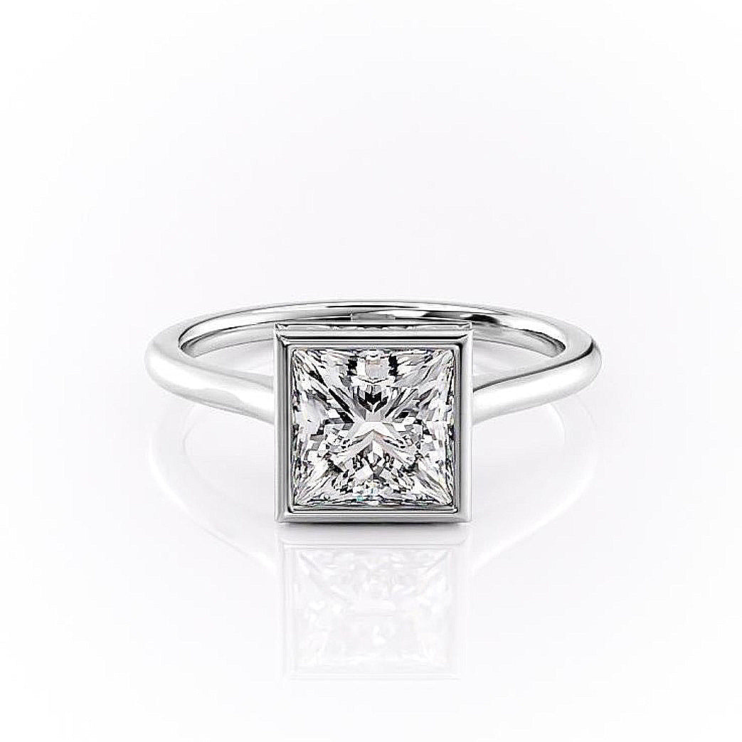 2.08 CT Princess Cut Bezel Solitaire Moissanite Engagement Ring 10