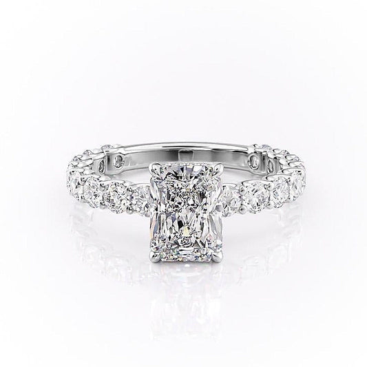 2.1 CT Radiant Cut Solitaire Pave Setting Moissanite Engagement Ring 10