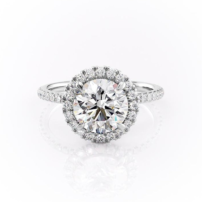 1.90 CT Round Cut Halo Pave Setting Moissanite Engagement Ring 10