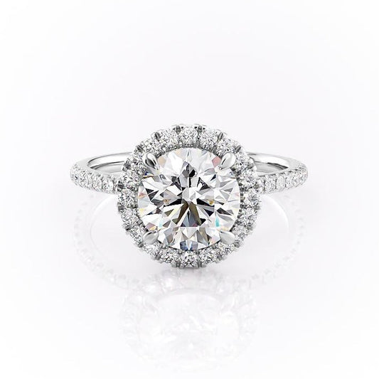 1.90 CT Round Cut Halo Pave Setting Moissanite Engagement Ring 10