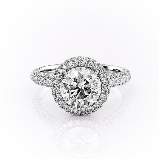 1.90 CT Round Cut Halo Triple Pave Setting Moissanite Engagement Ring 10