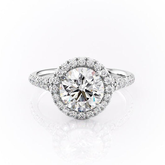 1.60 CT Round Cut Halo Split Shank Setting Moissanite Engagement Ring 10