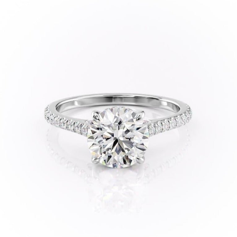 1.60 CT Round Cut Solitaire Pave Setting Moissanite Engagement Ring 10