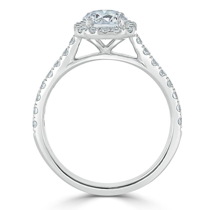 0.75 CT Round Cut Halo Pave Moissanite Engagement Ring 4