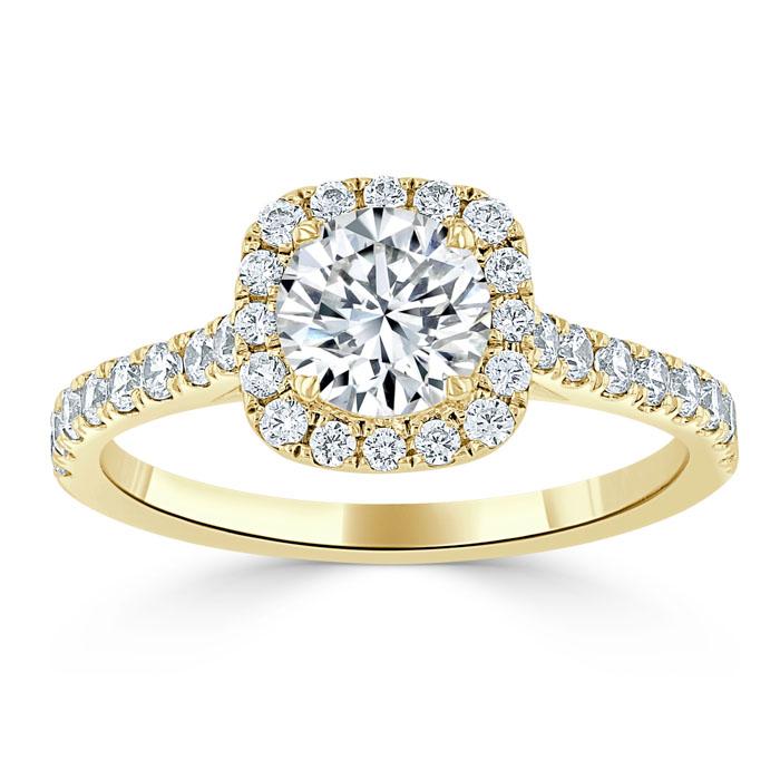 0.75 CT Round Cut Halo Pave Moissanite Engagement Ring 5