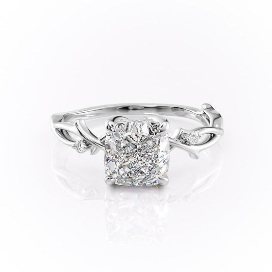 2.54 CT Cushion Cut Twig Style Pave Moissanite Engagement Ring 10