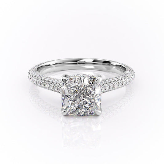 2.54 CT Cushion Cut Pave Setting Moissanite Engagement Ring 10