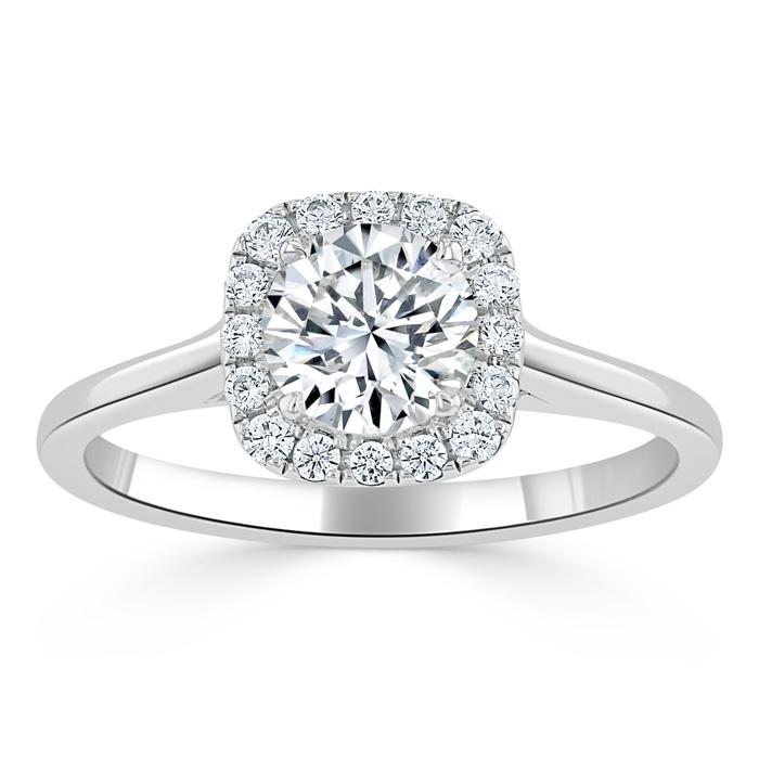 0.75 CT Round Cut Halo Moissanite Engagement Ring 2