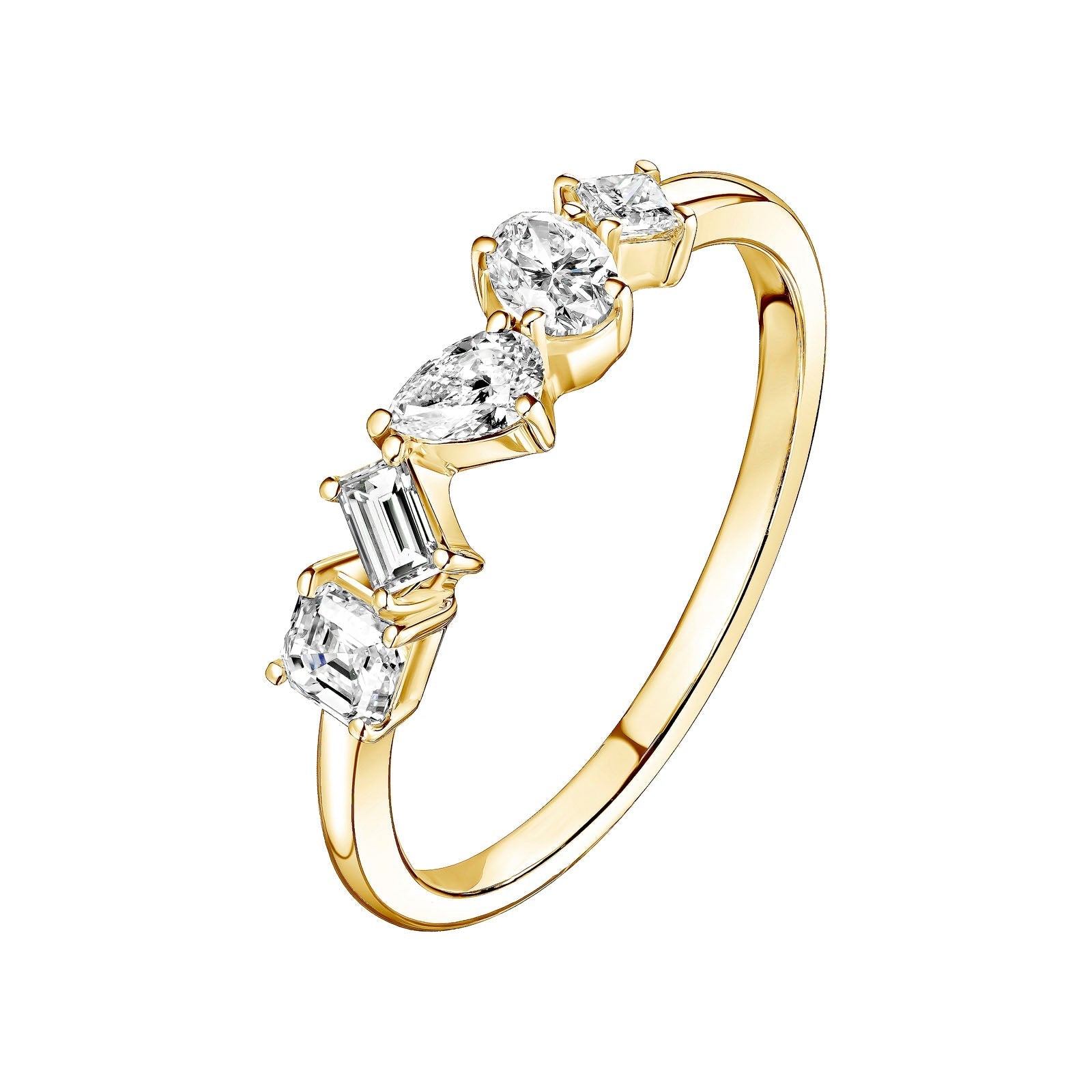 0.24 CT Asscher, Baguette, Oval, Princess & Pear Shaped Moissanite Multi Stones Wedding Band 4