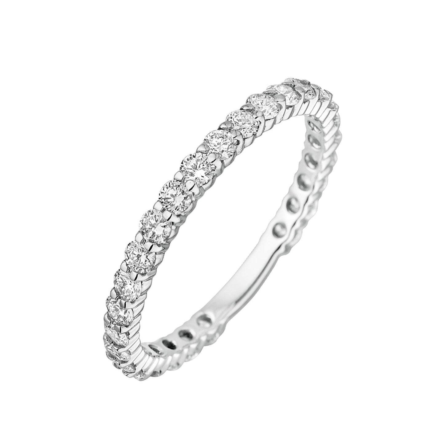 0.78 CT Round Shaped Moissanite Semi Eternity Wedding Band 2