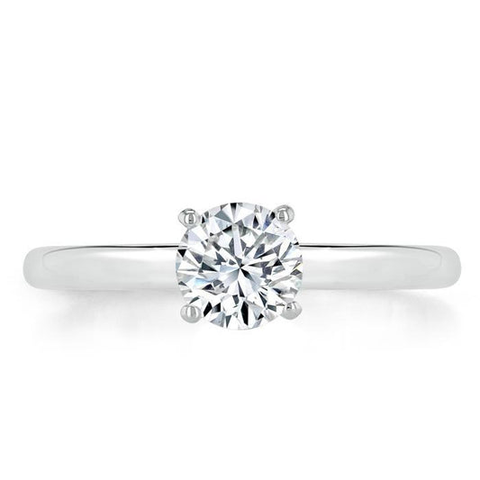 0.75 CT Round Cut Solitaire Moissanite Engagement Ring 1