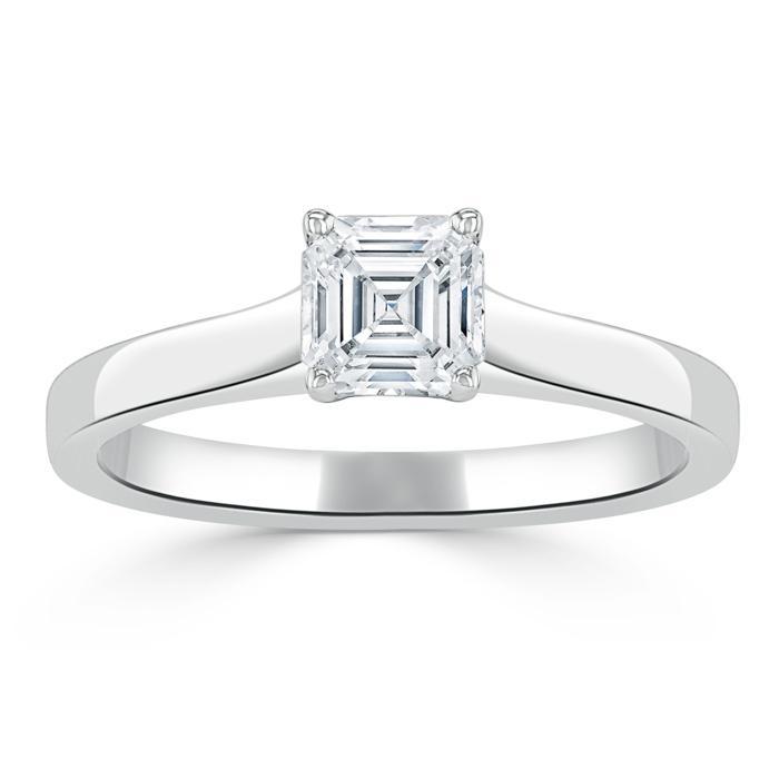 1.0 CT Asscher Cut Solitaire Moissanite Engagement Ring 2