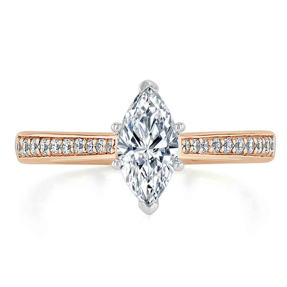 1.0 CT Marquise Cut Solitaire Channel Pave Moissanite Engagement Ring 7