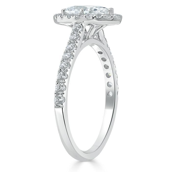 1.0 CT Marquise Cut Halo Moissanite Engagement Ring With Pave Setting 3