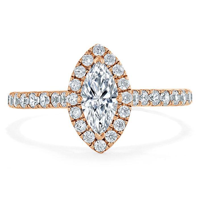 1.0 CT Marquise Cut Halo Moissanite Engagement Ring With Pave Setting 7