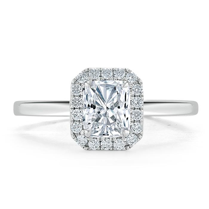 1.0 CT Radiant Cut Halo Moissanite Engagement Ring 2