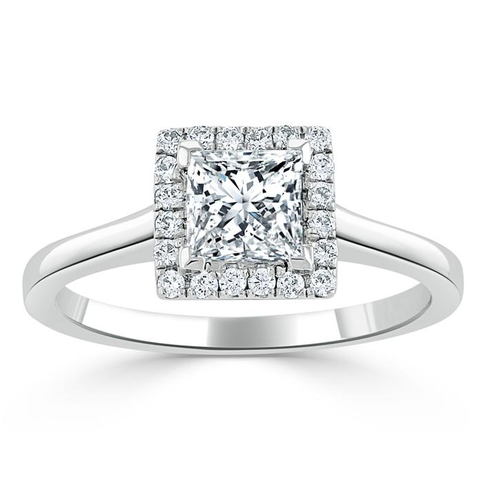 1.0 CT Princess Cut Halo Moissanite Engagement Ring 3