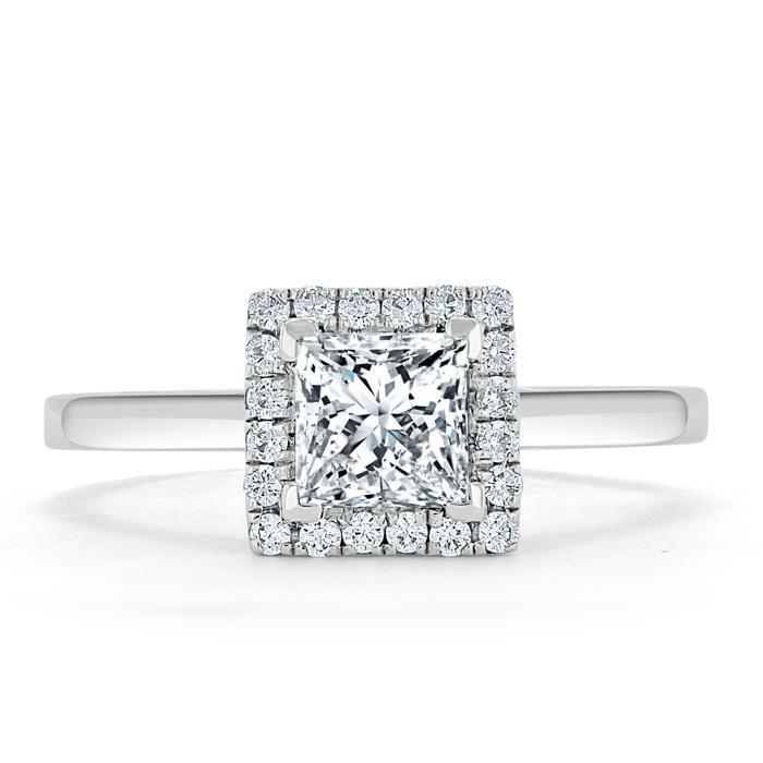 1.0 CT Princess Cut Halo Moissanite Engagement Ring 1